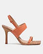 COACH®,KIT SANDAL,Leather,Tangerine,Angle View