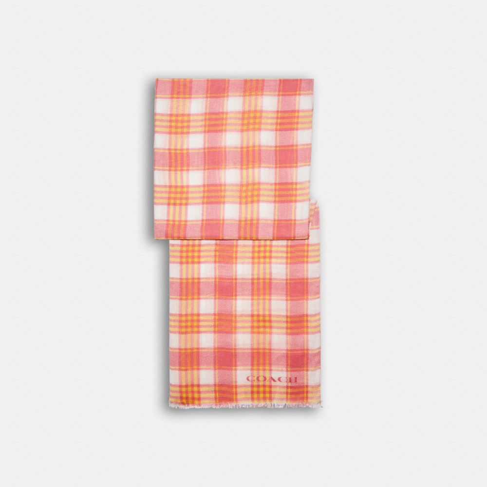 Garden Plaid Print Oblong Scarf