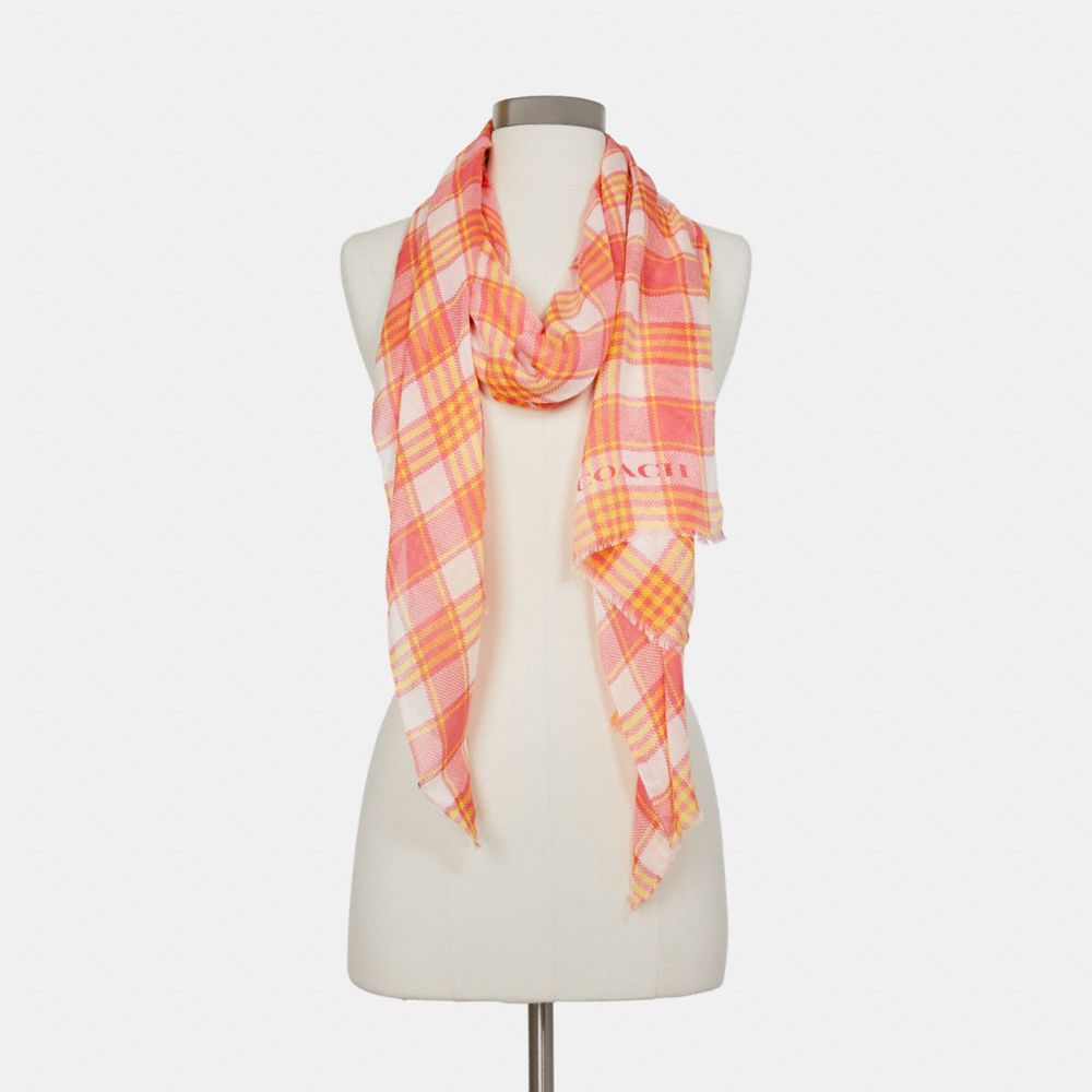 Garden Plaid Print Oblong Scarf