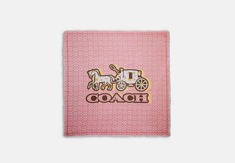COACH®,HORSE AND CARRIAGE MYSTICAL FLORAL PRINT OVERSIZED SQUARE SCARF,Taffy,Front View