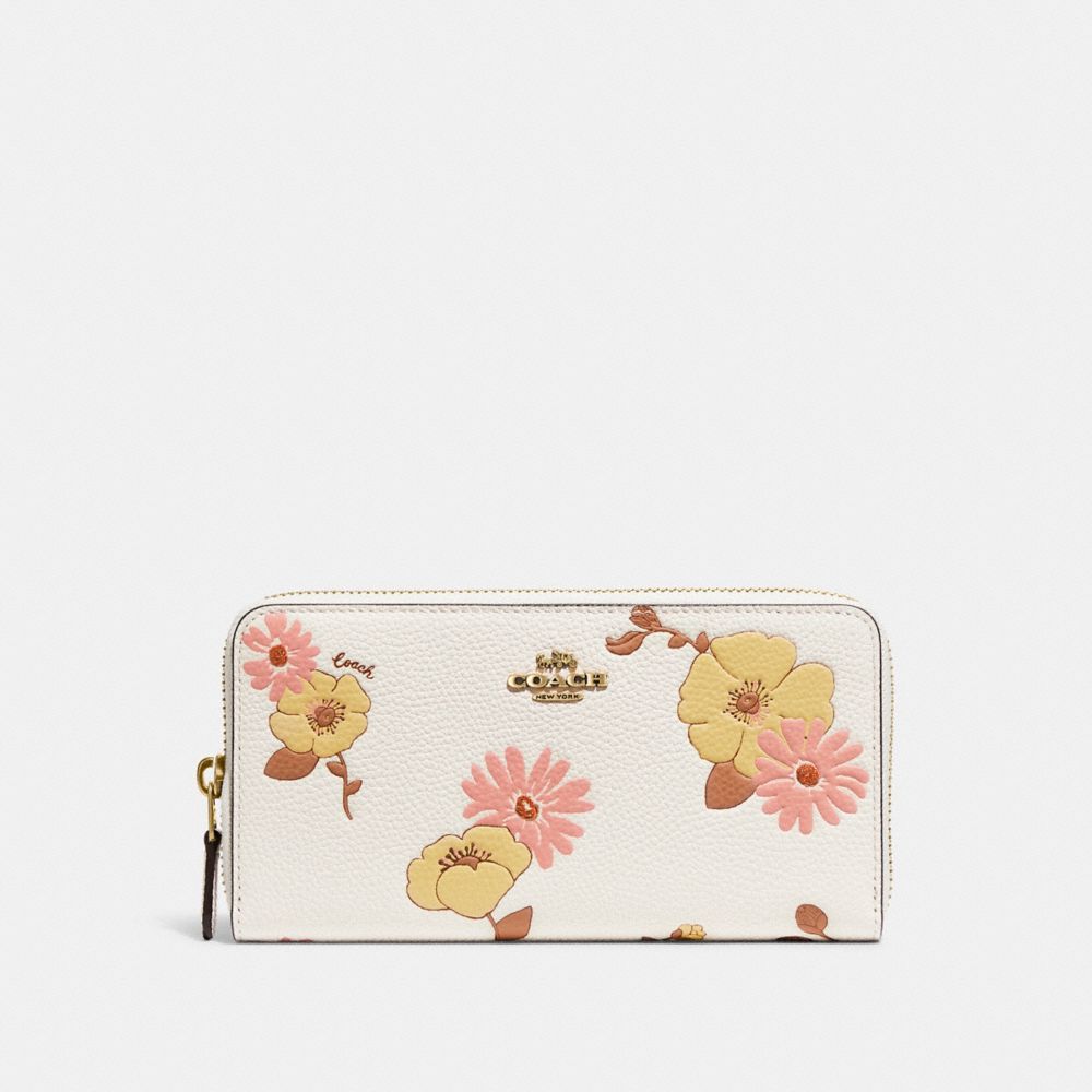 COACH Zippy Wallet with Pop Up Pouch in Floral Print Leather
