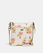 COACH®,KITT MESSENGER CROSSBODY BAG WITH FLORAL PRINT,Refined Pebble Leather,Mini,Brass/Chalk Multi,Front View