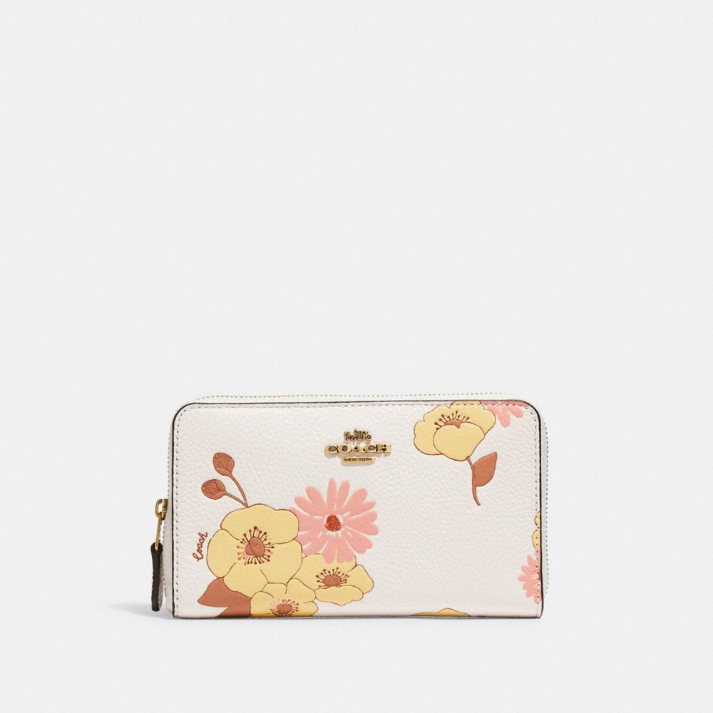COACH®  Medium Corner Zip Wallet With Floral Cluster Print