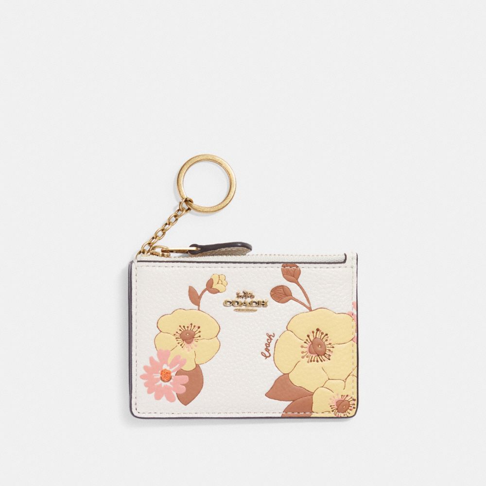 Coach Outlet Mini Skinny Id Case With Graphic Ditsy Floral Print in Pink