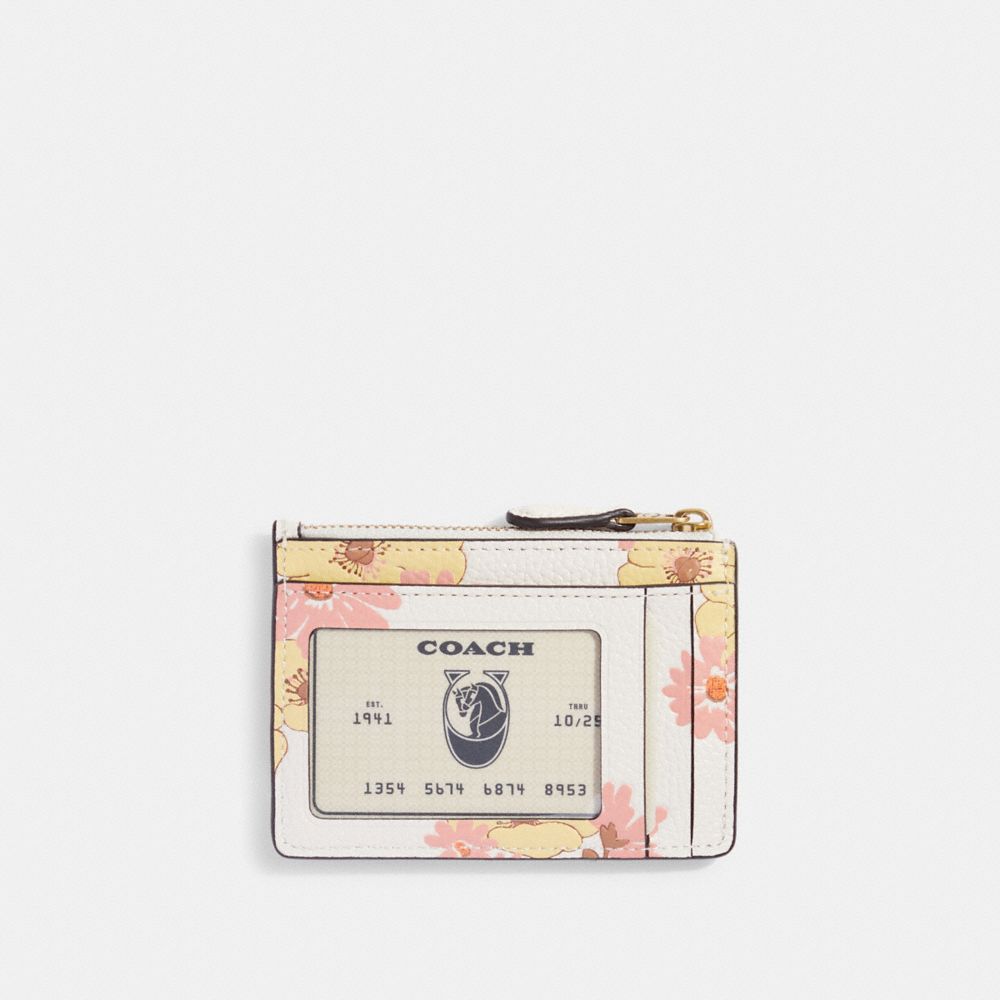 Coach Outlet Mini Skinny Id Case With Graphic Ditsy Floral Print in Pink