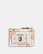 COACH®,MINI SKINNY ID CASE WITH FLORAL PRINT,Polished Pebble Leather,Mini,Brass/Chalk Multi,Back View