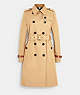 COACH®,ICON TRENCH COAT IN ORGANIC COTTON AND RECYCLED POLYESTER,Organic Cotton,Light Khaki,Front View