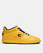 COACH®,CITYSOLE MID TOP SNEAKER,Leather/Mesh,Canary,Angle View