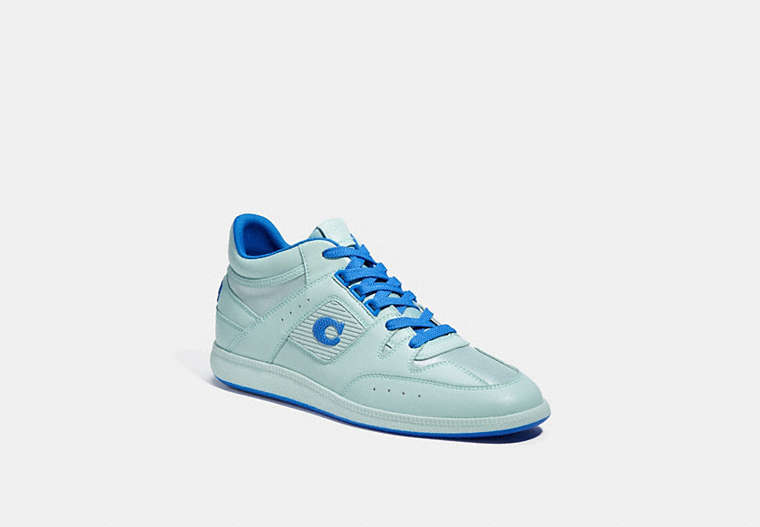COACH®,CITYSOLE MID TOP SNEAKER,Leather/Mesh,Blue Fin,Front View