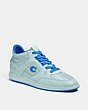 COACH®,CITYSOLE MID TOP SNEAKER,Leather/Mesh,Blue Fin,Front View
