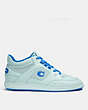 COACH®,CITYSOLE MID TOP SNEAKER,Leather/Mesh,Blue Fin,Angle View