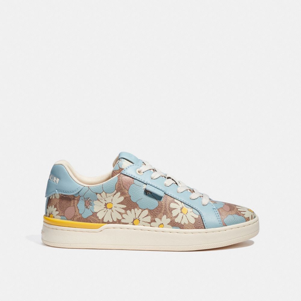 COACH Lowline Leopard Printed Leather Lace-Up Sneakers