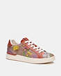 COACH®,LOWLINE LOW TOP SNEAKER,Signature Coated Canvas,Tan/Rust Multi,Front View