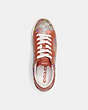 COACH®,LOWLINE LOW TOP SNEAKER,Signature Coated Canvas,Tan/Rust Multi,Inside View,Top View