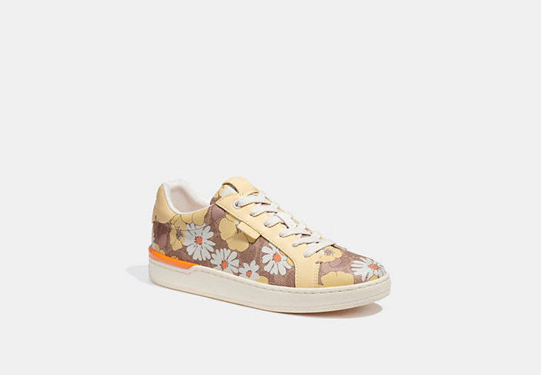 COACH®,LOWLINE LOW TOP SNEAKER,Signature Coated Canvas,Vanilla,Front View