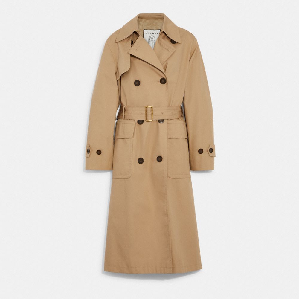 COACH®,LIGHTWEIGHT CLASSIC TRENCH COAT,Tan,Front View
