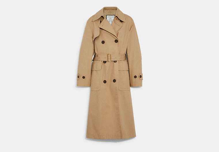 COACH®,LIGHTWEIGHT CLASSIC TRENCH COAT,cotton,Tan,Front View