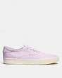 COACH®,CITYSOLE SKATE SNEAKER IN RECYCLED SIGNATURE JACQUARD,Jacquard/Leather,Violet,Angle View