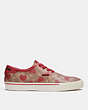 COACH®,CITYSOLE SKATE SNEAKER WITH HEART PRINT,Signature Coated Canvas/Leather,Electric Red,Angle View