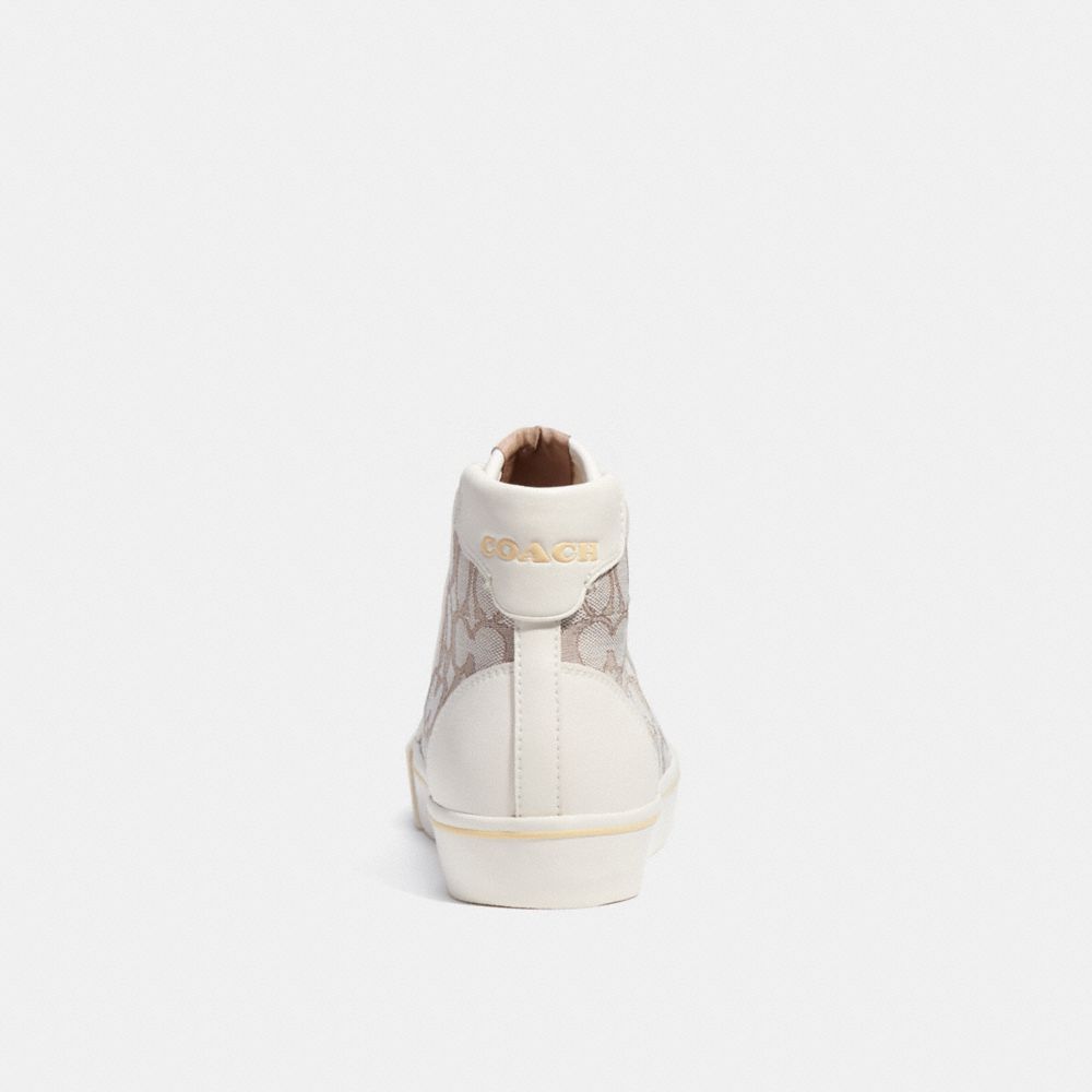 COACH®,Citysole High Top Platform Sneaker In Signature Jacquard,High Top,Casual,Logo,Casual,Beige,Alternate View