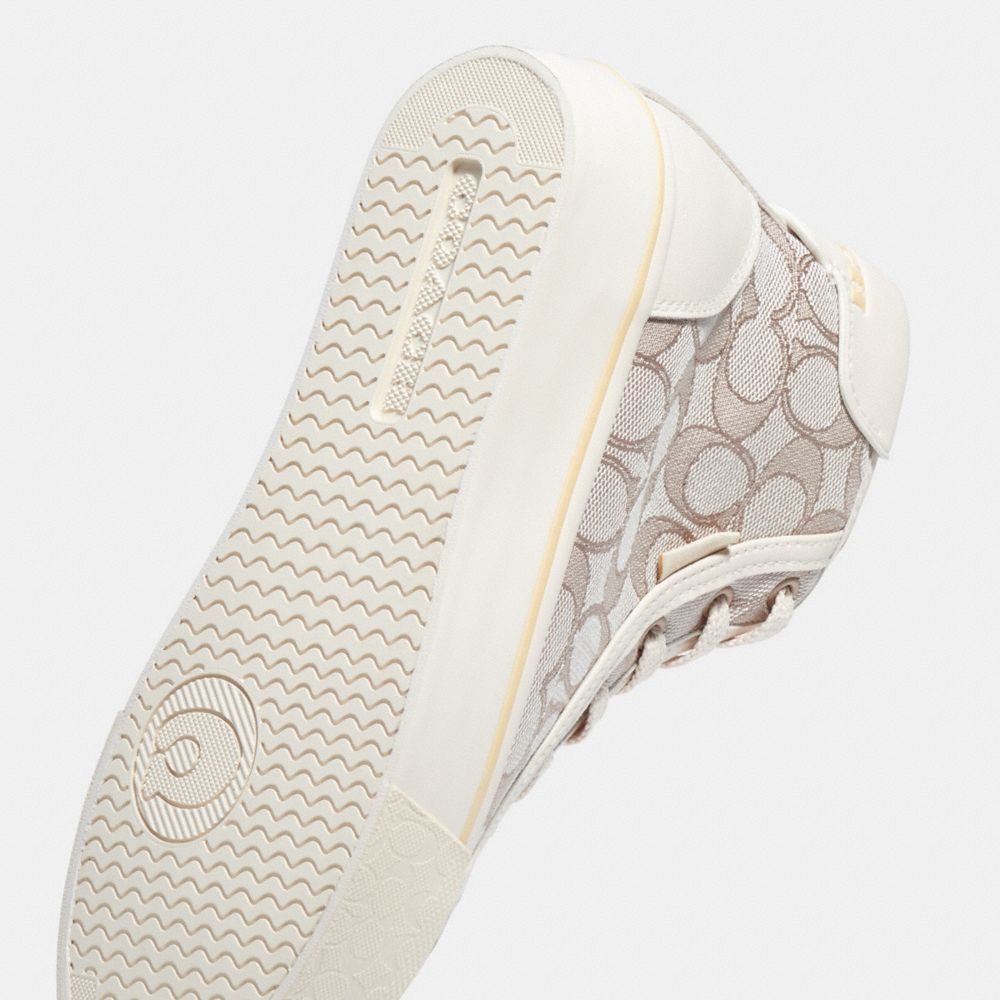 COACH®,Citysole High Top Platform Sneaker In Signature Jacquard,High Top,Casual,Logo,Casual,Beige,Closer View