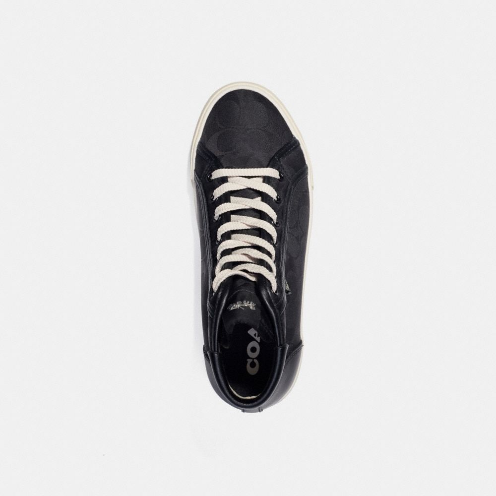 COACH®,Citysole High Top Platform Sneaker In Recycled Signature Jacquard,,Inside View,Top View