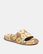 COACH®,UDELE SPORT SLIDE WITH FLORAL PRINT,Signature Coated Canvas,Vanilla,Front View