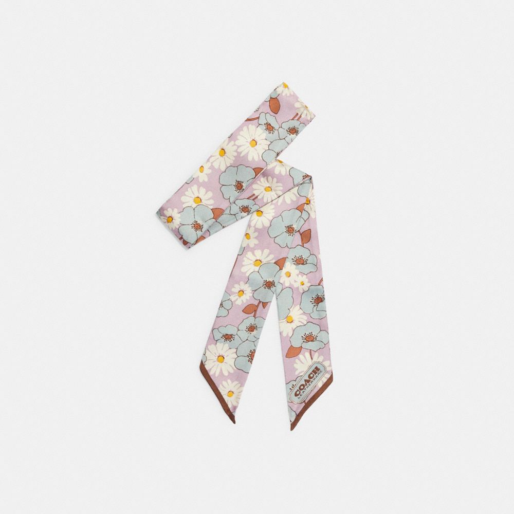 COACH®  Signature Floral Print Silk Skinny Scarf