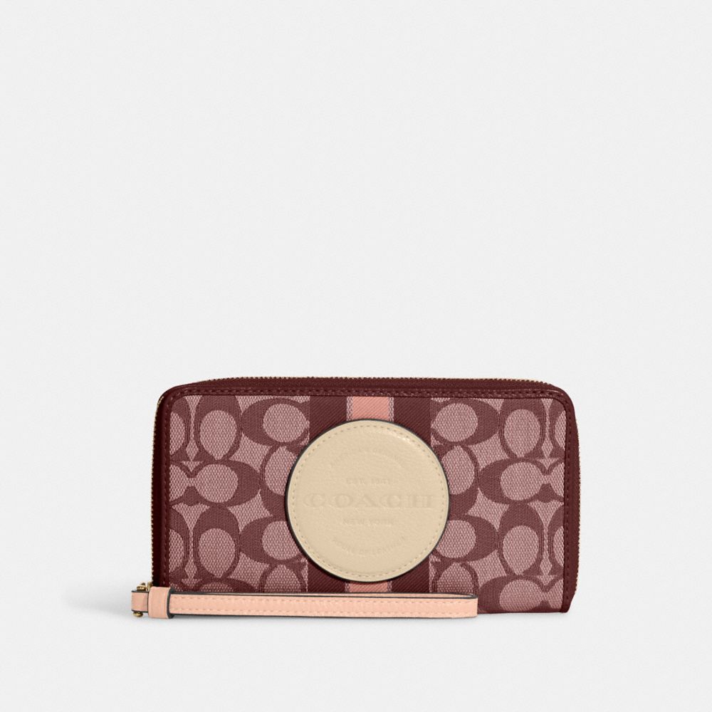 COACH GB Dempsey Large Phone Wallet In Signature Jacquard With Stripe And Coach Patch