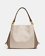 COACH®,DALTON 31 WITH COACH BADGE,Jacquard/Smooth Leather,Large,Gold/Chalk Taupe,Back View
