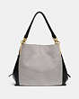COACH®,DALTON BAG 31 WITH COACH BADGE,Jacquard/Smooth Leather,Large,Gold/Salt Black,Back View