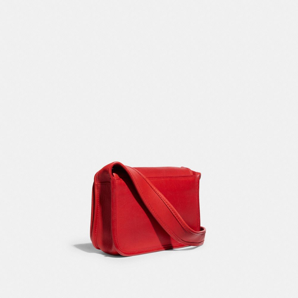 COACH®,Vintage Dinky Pouch,Leather,Crossbody,Logo,Embossed,Casual,Red,Angle View
