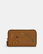 COACH®,MEDIUM ID ZIP WALLET WITH DIARY EMBROIDERY,Leather,Gold/Penny Multi,Front View