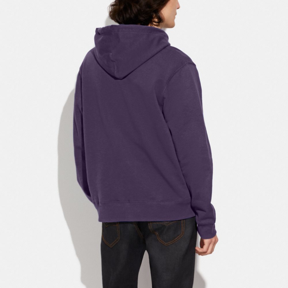 COACH®,HORSE AND CARRIAGE HOODIE IN ORGANIC COTTON,Dark Purple,Scale View