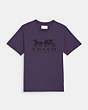 COACH®,HORSE AND CARRIAGE T-SHIRT IN ORGANIC COTTON,Dark Purple,Front View