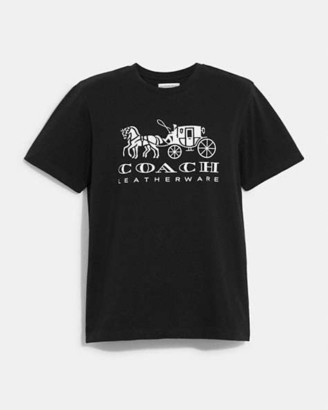 COACH®,HORSE AND CARRIAGE T-SHIRT IN ORGANIC COTTON,Organic Cotton,Black,Front View
