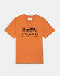 COACH®,HORSE AND CARRIAGE T-SHIRT IN ORGANIC COTTON,Organic Cotton,Papaya,Front View