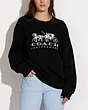 COACH®,HORSE AND CARRIAGE CREWNECK SWEATSHIRT IN ORGANIC COTTON,Organic Cotton,Black,Scale View