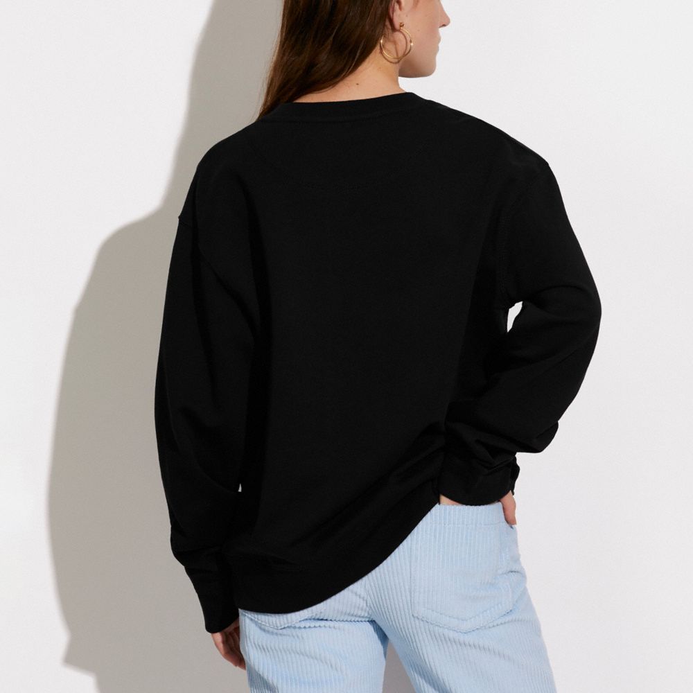 COACH®,HORSE AND CARRIAGE CREWNECK SWEATSHIRT IN ORGANIC COTTON,Black,Scale View