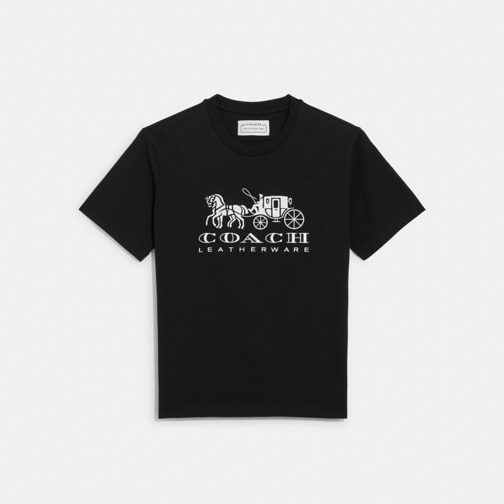 COACH®,Horse And Carriage T Shirt In Organic Cotton,,Front View