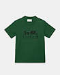 COACH®,HORSE AND CARRIAGE T-SHIRT IN ORGANIC COTTON,Organic Cotton,Dark Pine,Front View