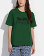 COACH®,HORSE AND CARRIAGE T-SHIRT IN ORGANIC COTTON,Organic Cotton,Dark Pine,Scale View