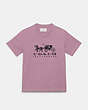 COACH®,HORSE AND CARRIAGE T-SHIRT IN ORGANIC COTTON,Organic Cotton,Violet Orchid,Front View