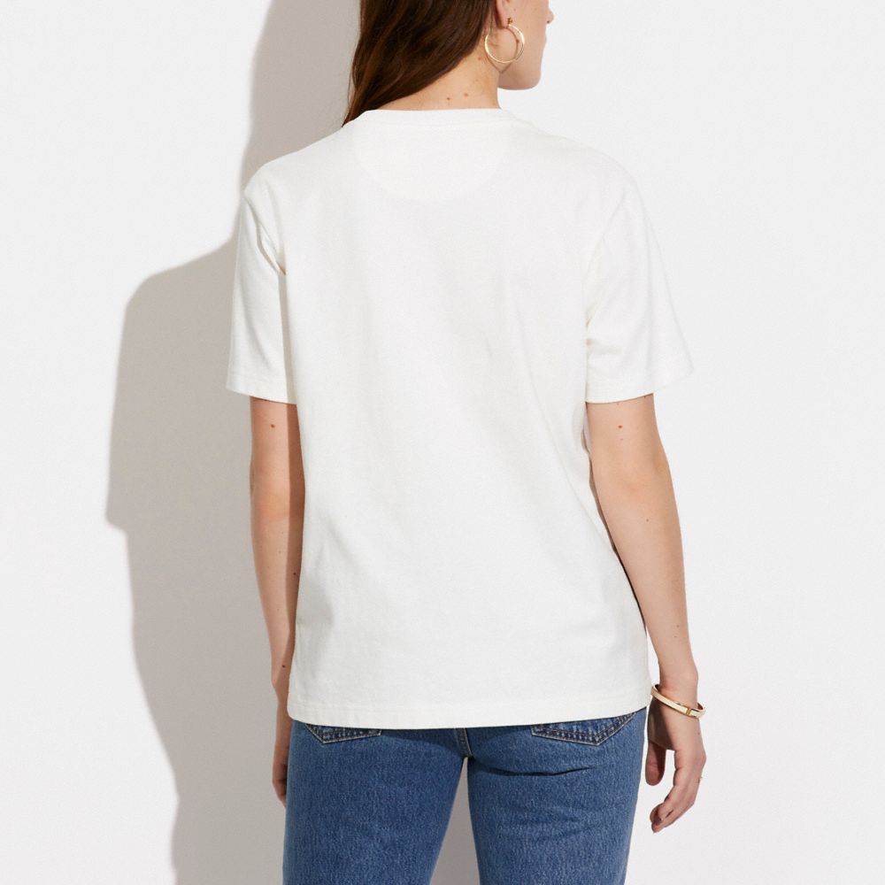 COACH®,HORSE AND CARRIAGE T-SHIRT IN ORGANIC COTTON,White,Scale View