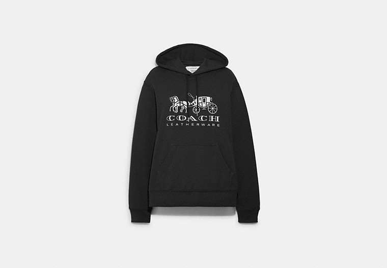 COACH®,HORSE AND CARRIAGE HOODIE IN ORGANIC COTTON,Organic Cotton,Black,Front View