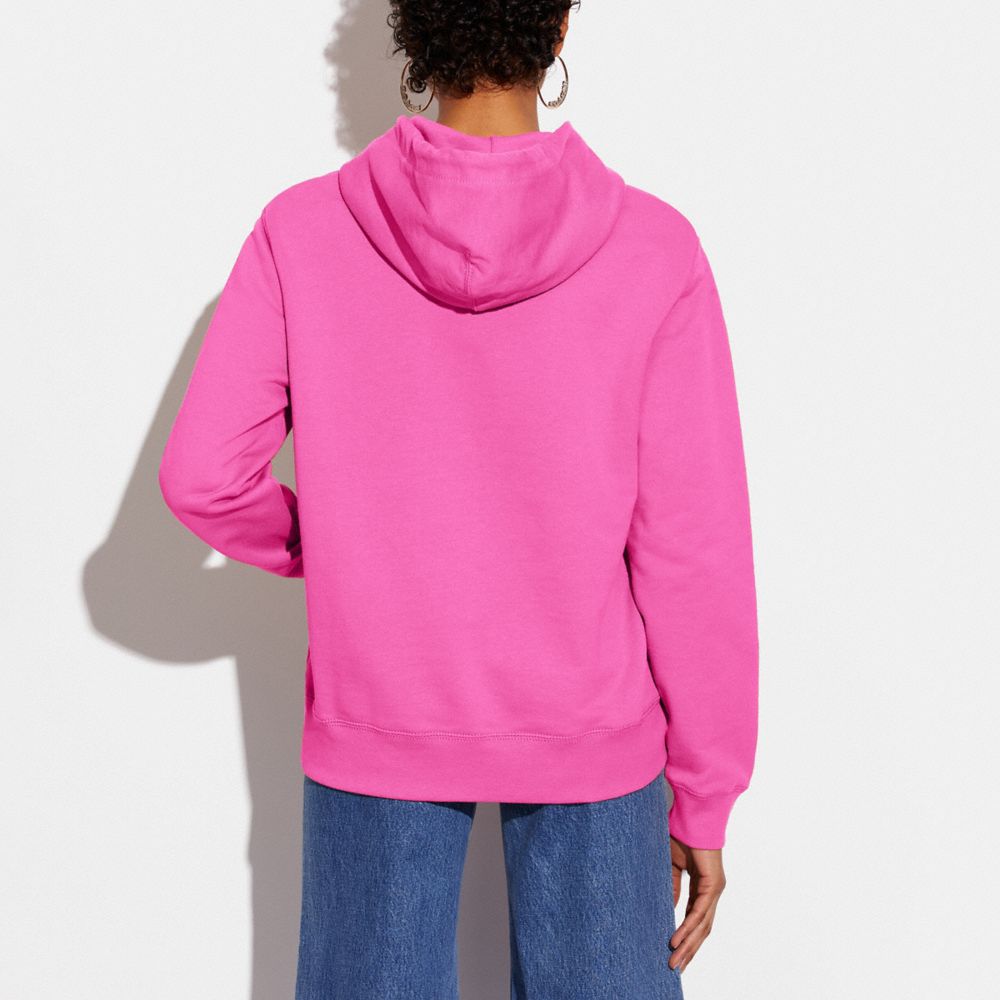 COACH®,HORSE AND CARRIAGE HOODIE IN ORGANIC COTTON,Petunia,Scale View