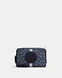 COACH®,DEMPSEY BOXY COSMETIC CASE 20 IN SIGNATURE JACQUARD WITH STRIPE AND COACH PATCH,Jacquard,Medium,Silver/Denim/Midnight Navy Multi,Front View