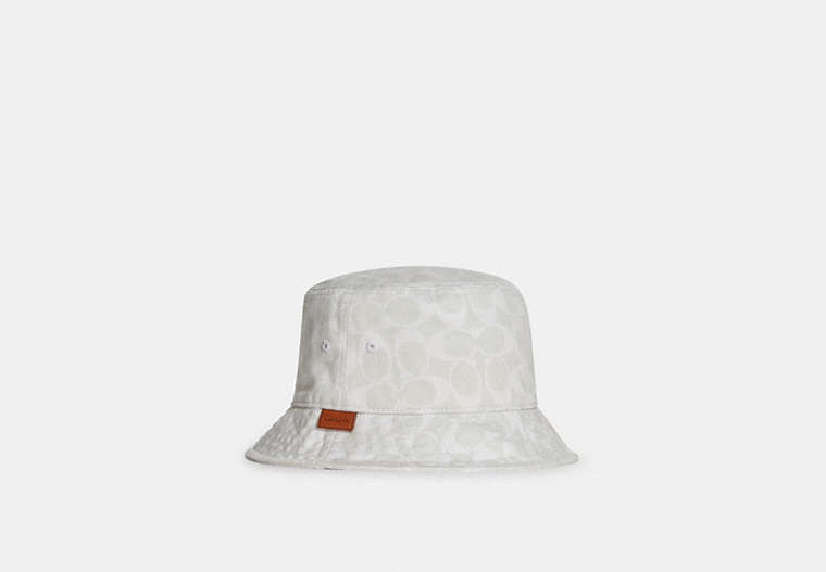 COACH®,SIGNATURE DENIM BUCKET HAT,cotton,Chalk,Front View