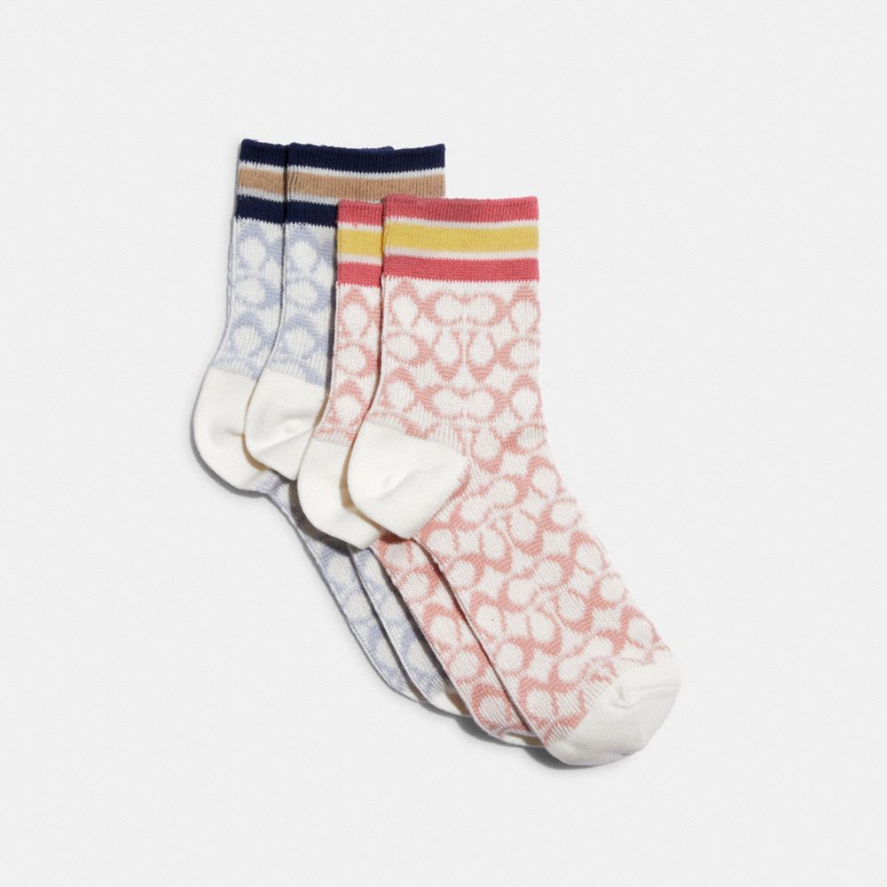 COACH®,Signature Quarter Length Socks,,Front View