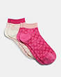 COACH®,SIGNATURE ANKLE LENGTH SOCKS,Pink Chalk,Front View